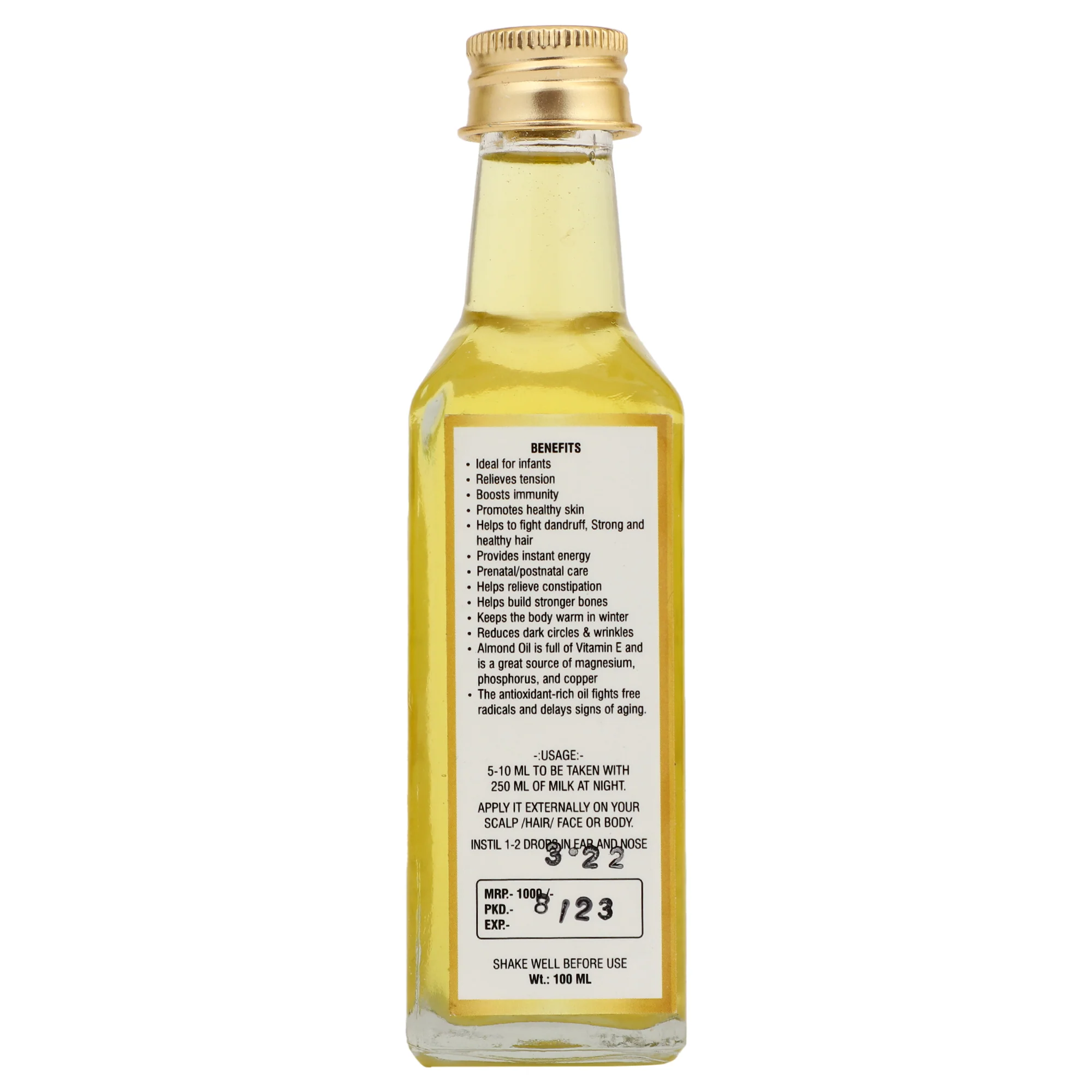PURE ALMOND OIL | RICH IN VITAMIN E | COLD PRESSED VIRGIN BADAM TAIL - Image 4